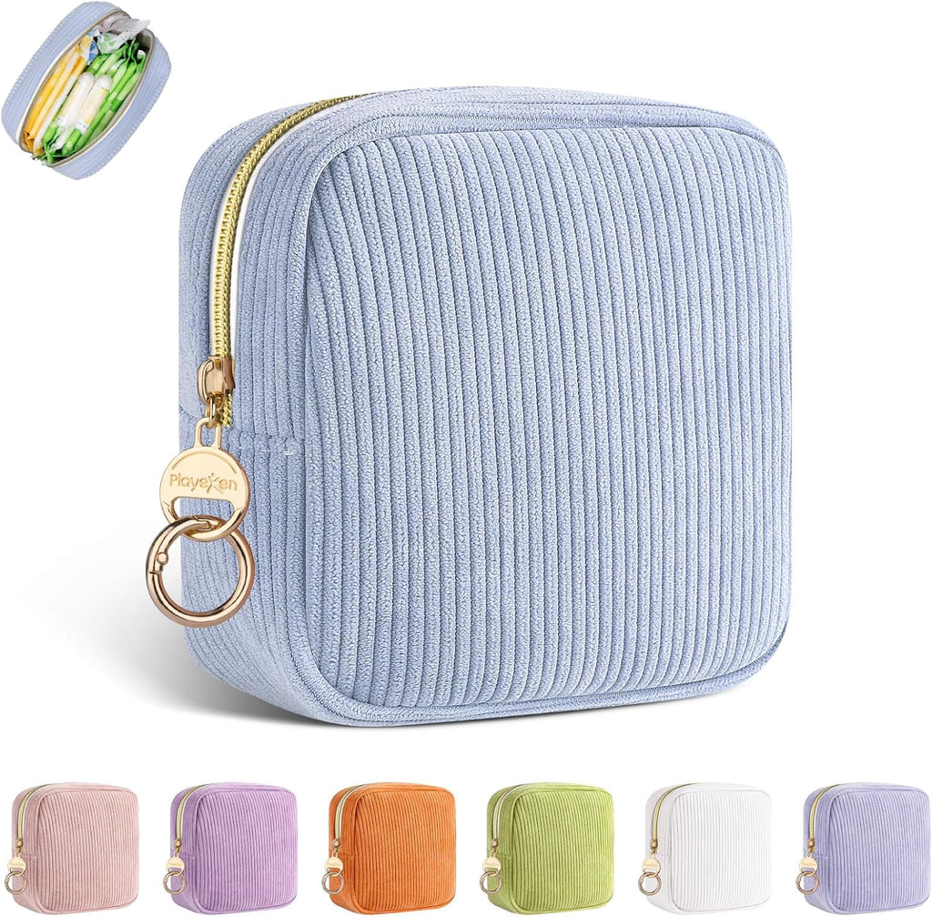 Period Bag for Teen Girls, Corduroy Sanitary Napkin Storage Bag, Menstrual Pad Pouches Tampon Holder for Purse