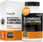 Renew Actives Turmeric Curcumin with Black Pepper – 600MG Turmeric Root, 100MG Curcuminoids per 2 Capsules – Supports Digestion, Liver Health, Joint Relief & Mobility – Made in Canada – 120 Capsules