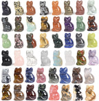 Justinstones Quartz Crystal Gemstone Carved Cat Sculpture Animal Kitten Cat Statue 30mm Mini Crystal Sit Cat Figurine Smooth Cute Small Cat Energy Crystal Decor Gift(Pack of 12)