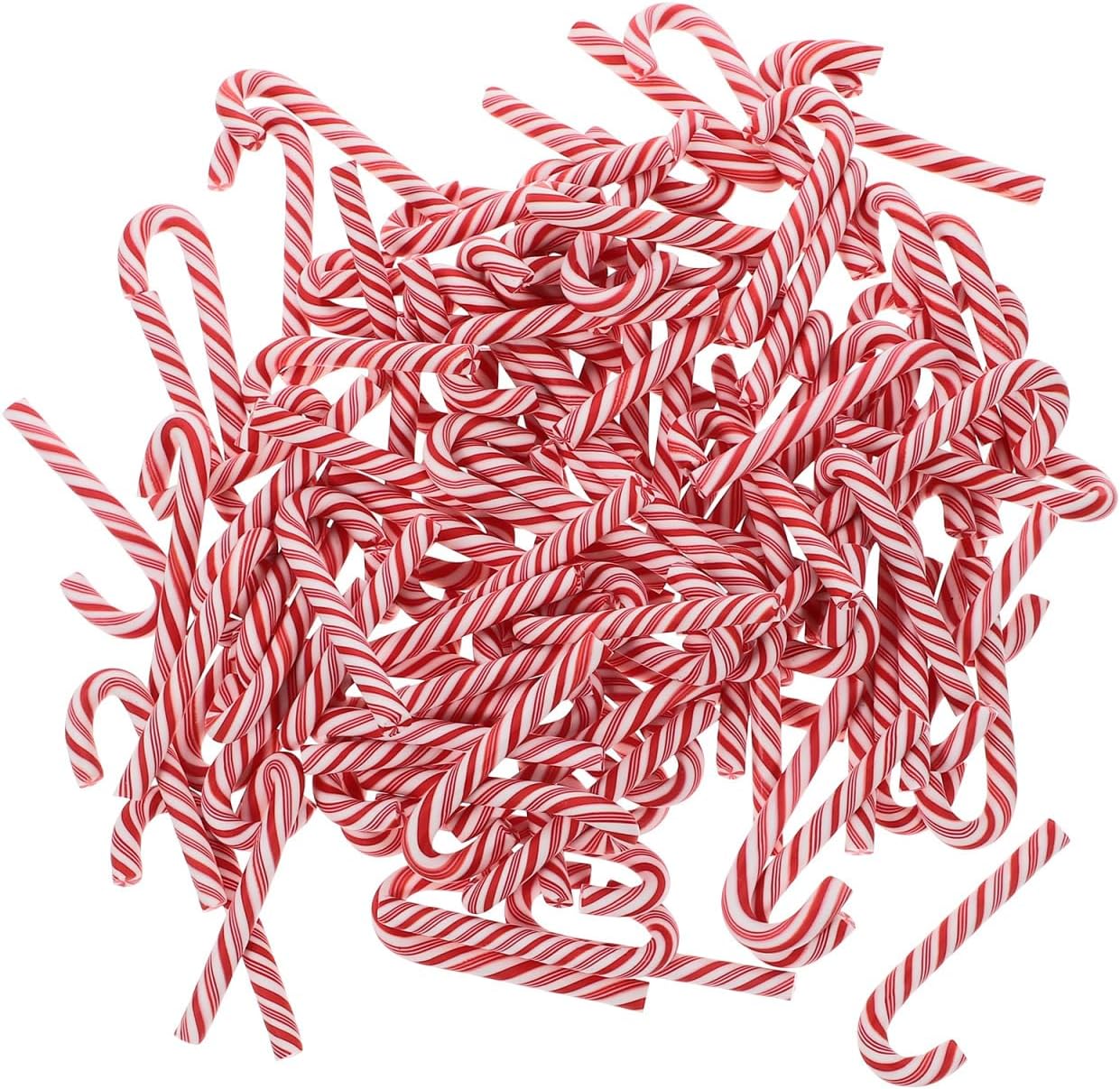 Luxshiny 100pcs Christmas Candy Cane Charms Lovely Resin Phone Case Accessories Realistic and Striped Decorations for Crafts Holiday Parties and Scrapbooking