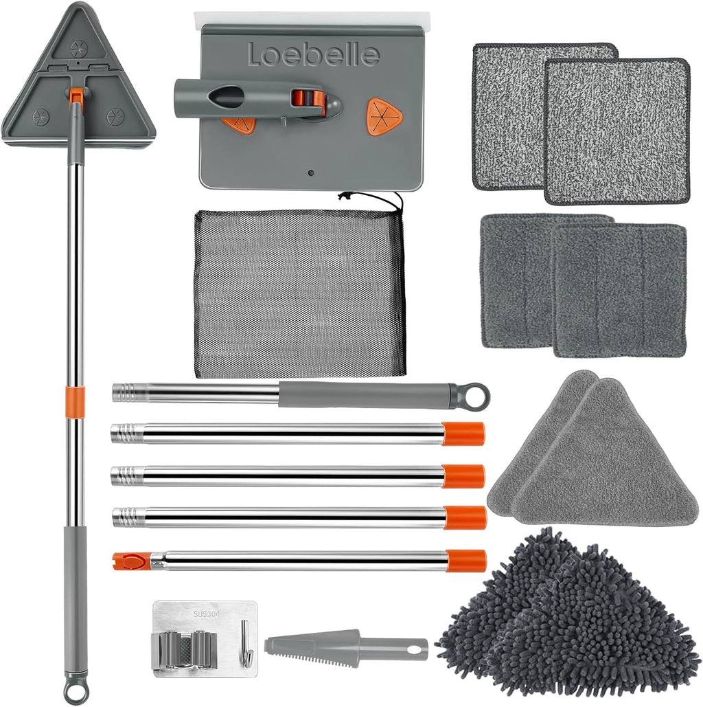 Base Board Cleaner Tool with 76" Long Handle, 360° Rotatable Wall Cleaner Base Boards Cleaning Tool, Wall Washing Mop with 8 Reusable Pads for Buddy, Painted Walls, Ceilings and Baseboards