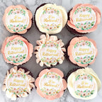 40Pcs Edible Floral Happy Retirement Cupcake Toppers Circle I'm Retired Cupcake Picks for Female Retirement Farewell Party Official Retired Women's 67th 70th Birthday Cupcake Cake Decorations