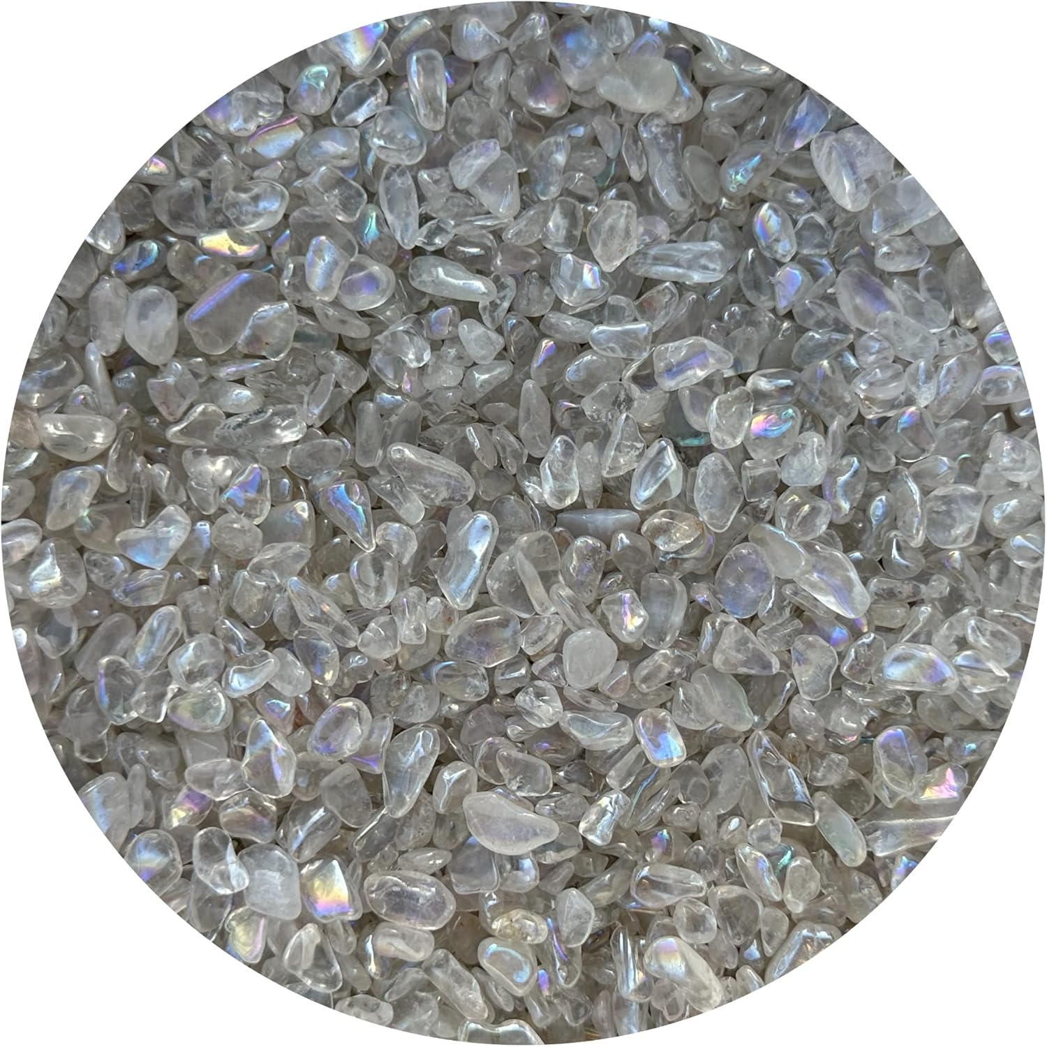 WHOLESALE Natural Semi Tumbled Angel Aura Quartz Gemstone Chips, Crushed Mini Crystals, Undrilled Crystal Chips (Angel Aura Quartz, 0.5 Pound)