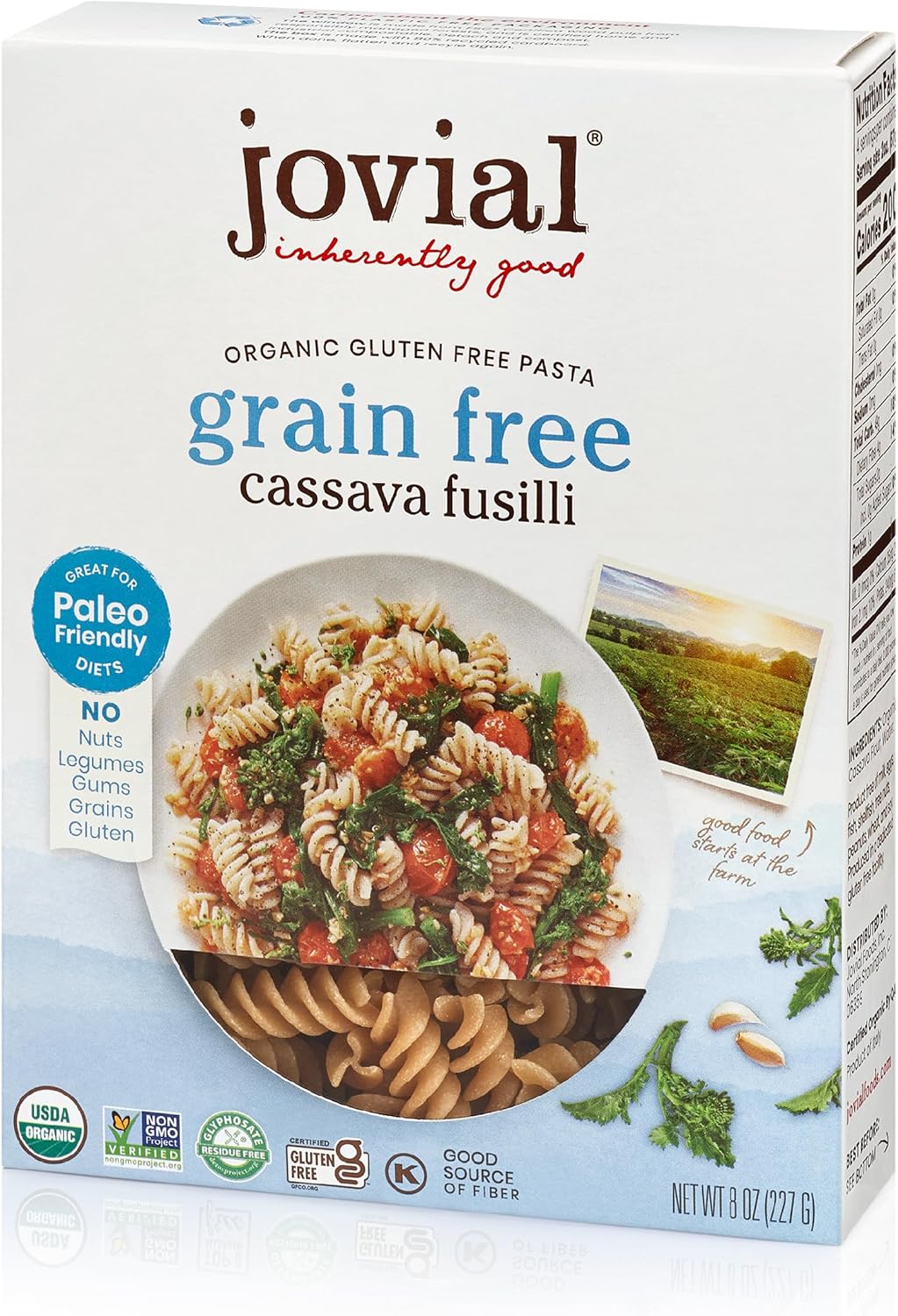 Jovial Grain-Free Cassava Fusilli - Fusilli Organic, Gluten Free Pasta, Fusilli Pasta, Cassava Pasta, Paleo Pasta, Grain-Free, Non-GMO, High-Fiber - 8 Oz, 1 Pack
