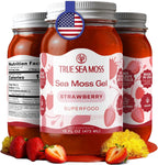 TrueSeaMoss Sea Moss Gel – Made in USA – Wildcrafted Seamoss, Fruits & Jarred Vegetables – Strawberry, Pack of 1 (Labels may Vary)