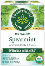 Traditional Medicinals Organic, Spearmint Tea - Supports Everyday Wellness, Healthy & Refreshing - Kosher, Non-GMO, Caffeine-Free, Compostable - 16 Tea Bags
