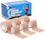 Kinesiology Tape K Sports Tape 3 Rolls, Kinetic Tape for Joints Support and Muscle Pain Relief, Muscle Tape Knee Tape, 2 Inch x 16.5 feet (Beige)