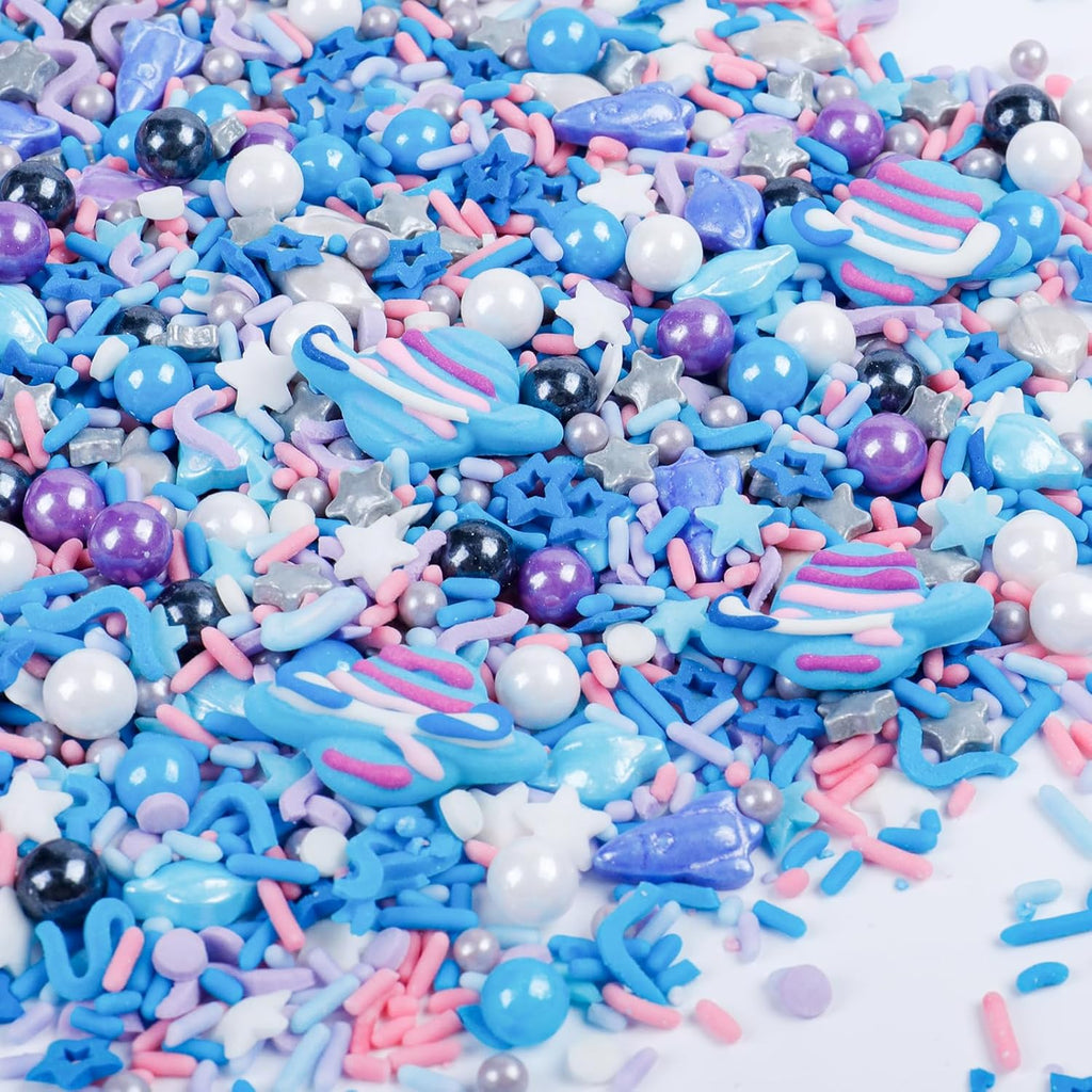 Space Sprinkles for Cake Decorating - Edible Planet, Rocket, Star & Spacecraft Galaxy Sugar Sprinkles for Space Party, Birthday Cakes, Cookies, Cupcakes & Ice Cream (4.6oz/130g)