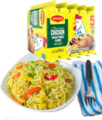 Instant 2 Minute Maggi Noodles - Chicken Flavor with Seasonings (Pack of 5 Packs / 80g Ea) To boost the goodness in your bowl ... So Delicious Meal