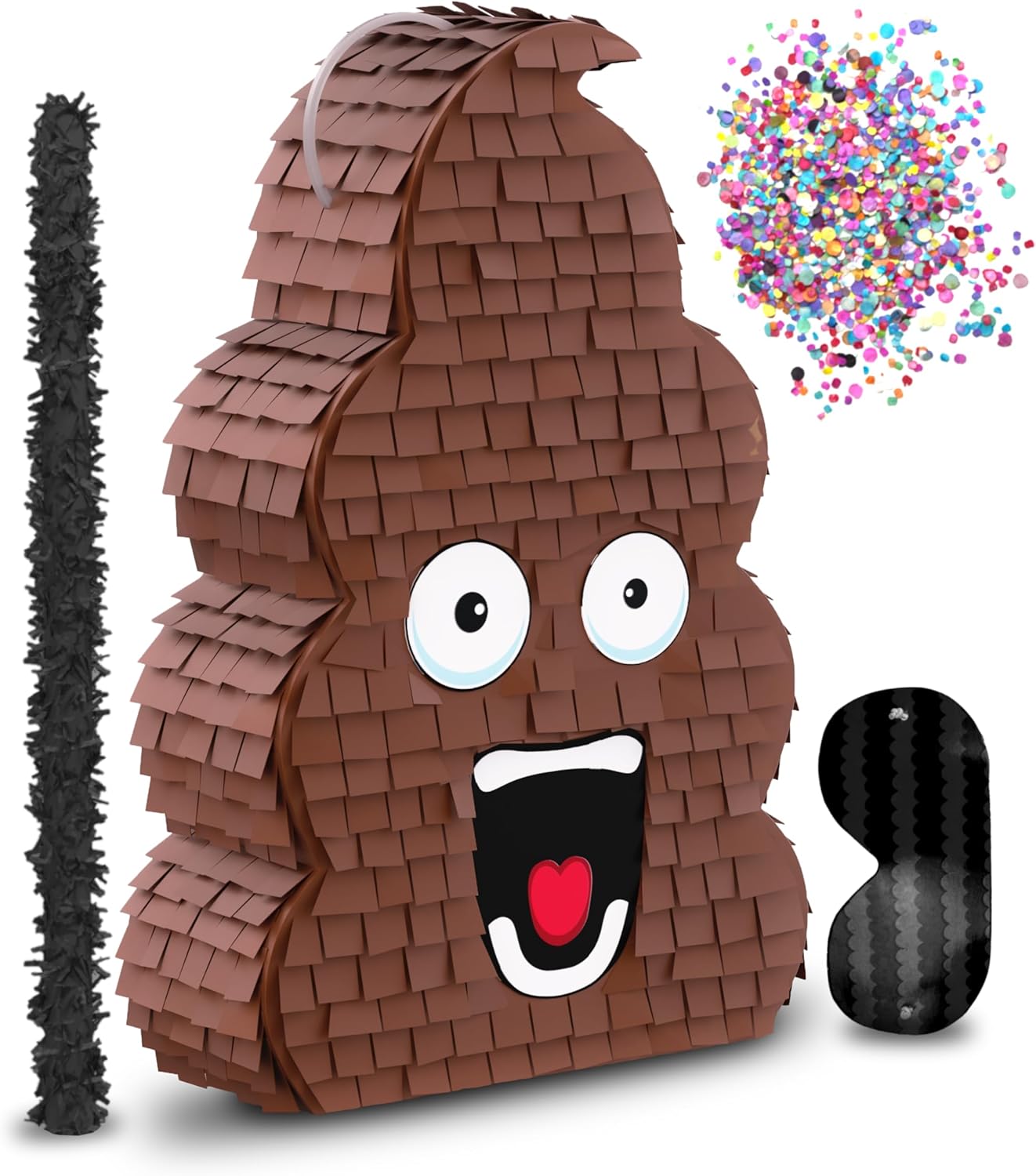 Jergrim Funny Poop Piñata 4-Piece Set perfect for Birthday Parties, Decorations, Emoticon Parties, Fun shape, Great Party Addition for kids, teens, and adults (17”X10”) Durable!
