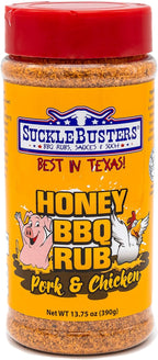 SuckleBusters Honey BBQ Rub: Award-Winning Sweet & Smoky, Sweey-Honey Seasoning for Pork & Chicken, Gluten-Free, No MSG Shaker (13.75oz)