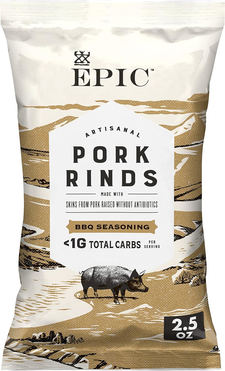 EPIC BBQ Seasoning Pork Rinds, Gluten Free, Keto and Paleo Friendly, Protein Snacks, 2.5 oz