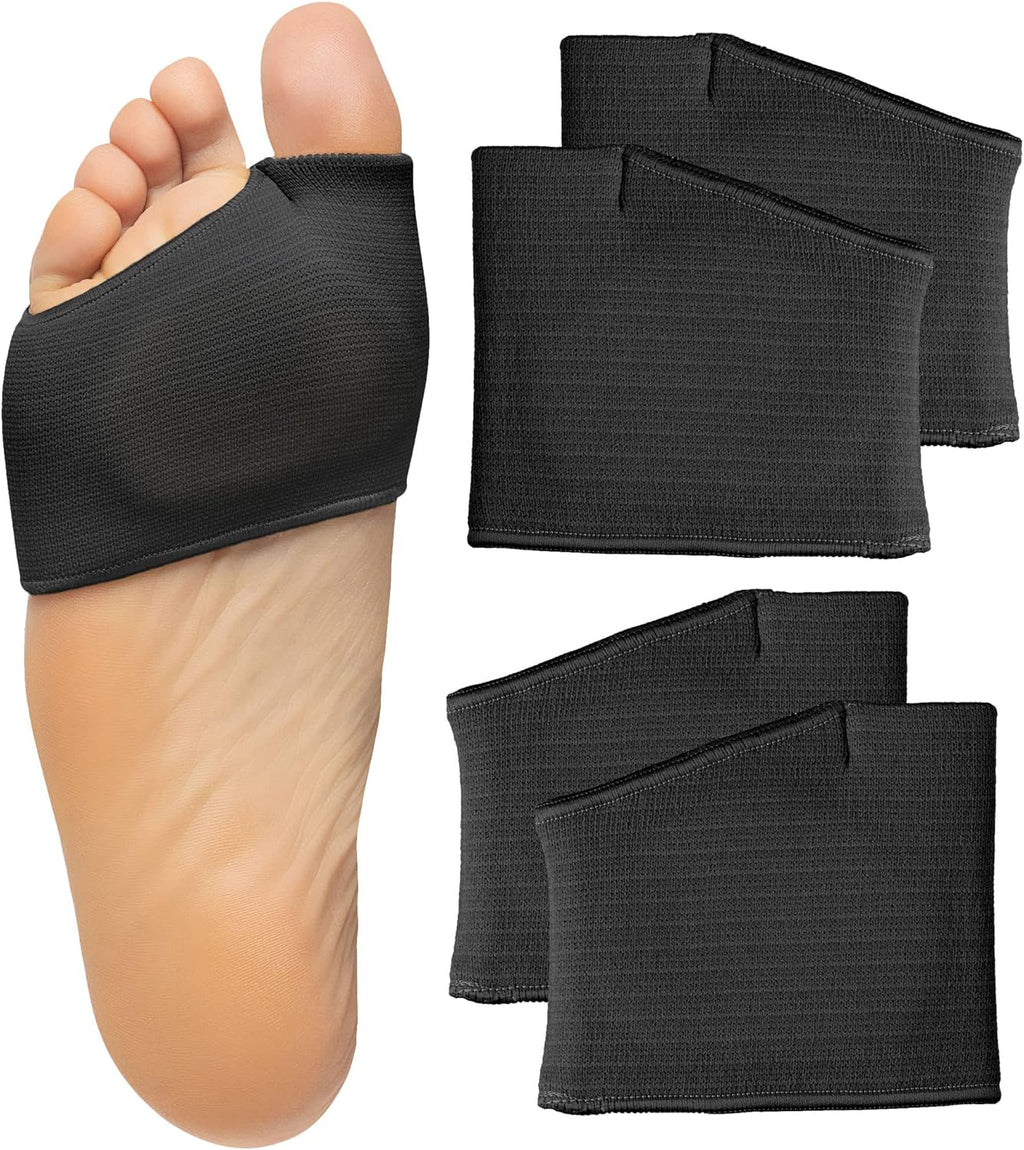 ZenToes Metatarsal Pads for Men and Women - Ball of Foot Pain Relief Cushions for Sesamoiditis, Metatarsalgia, Morton's Neuroma - 2 Pairs Fabric Sleeves with Gel Inserts (Medium, Black)