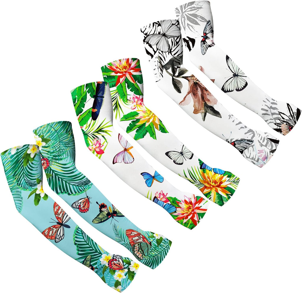 DECOHS Butterfly Gardening Sleeves with Thumb Hole-Flower Farmer Gardening Arm Sleeves Farm Arm Cover for UV Sun Protection