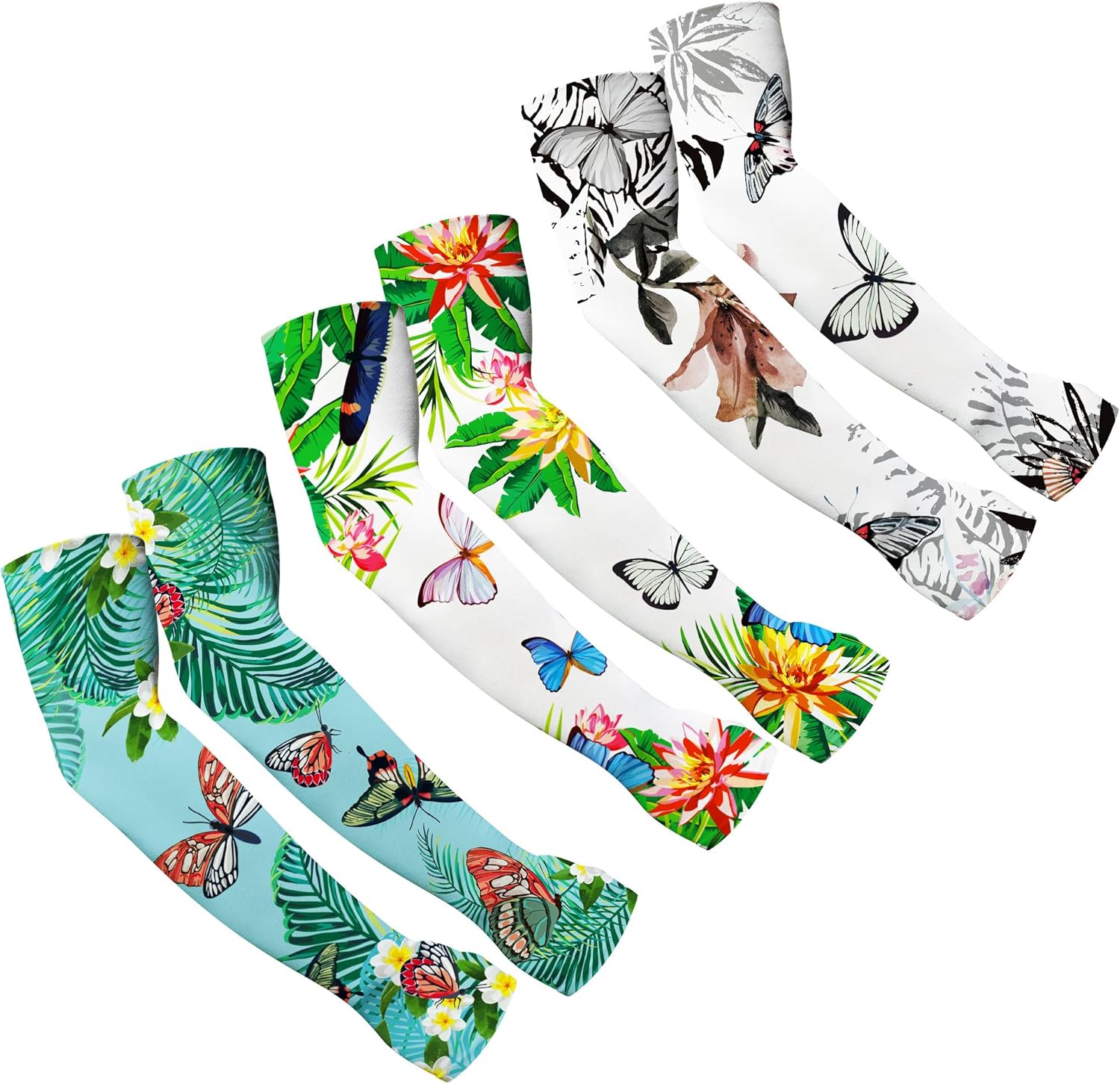 DECOHS Butterfly Gardening Sleeves with Thumb Hole-Flower Farmer Gardening Arm Sleeves Farm Arm Cover for UV Sun Protection