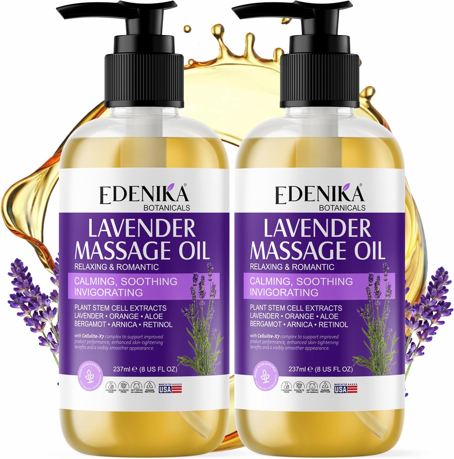 Lavender Massage Oil for Skin, Luxury Aromatherapy & Romantic Massage Oil for Date Night, Relaxing & Hydrating Skin, 2-Pack