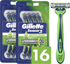 Gillette Sensor3 Sensitive Disposable Razors for Men, Enhanced Lubrastrip Glides Easily Over Your Skin, 8 Count (Pack of 2)