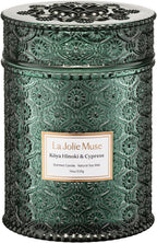 LA JOLIE MUSE Kōya Hinoki & Cypress Candle | Pine, Hinoki & Cedarwood | 19 oz Wooden Wick Soy Candle | 90-Hour Burn | Daily Relaxation & Cozy Ambiance