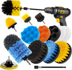 15 Pcs Drill Brush Attachments Set Fluffy Soft and Hard Bristles Horsehair Brush Cleaning Kit Scrub Sponge Polishing Pads for Home Bathroom Car Kitchen Corners Sink Stubborn Stains Tiles