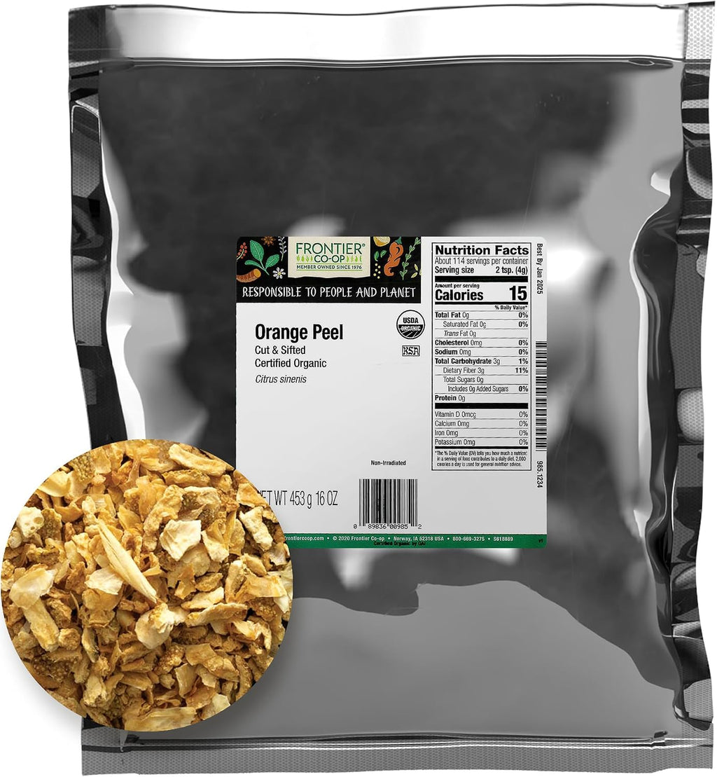 Frontier Co-op Organic Bulk Orange Peel, 1 lb