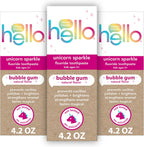 Hello Unicorn Sparkle Kids Toothpaste with Fluoride, Bubble Gum Toothpaste, 4.2 Oz Tube (Pack of 3)