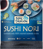Blue Dragon Sushi Nori - 0.77oz (Pack of 10) - No Artificial Flavors Or Preservatives - Made With 100% Roasted Seaweed Sheets - Vegan, Gluten Free Seaweed Wraps - Ideal For Sushi Rolls & Hand Rolls