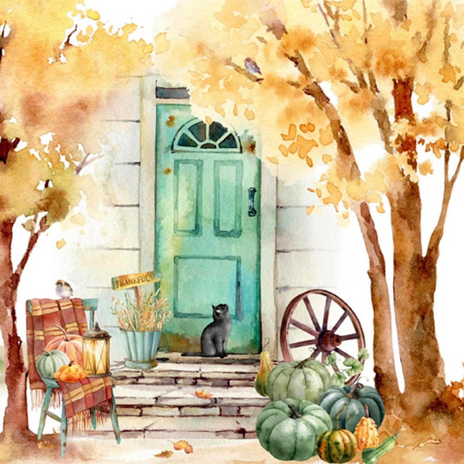 20 Napkins Autumn House Table Decoration Paper Napkins with Motif Also for Decoupage and Decoupage 33 x 33 cm