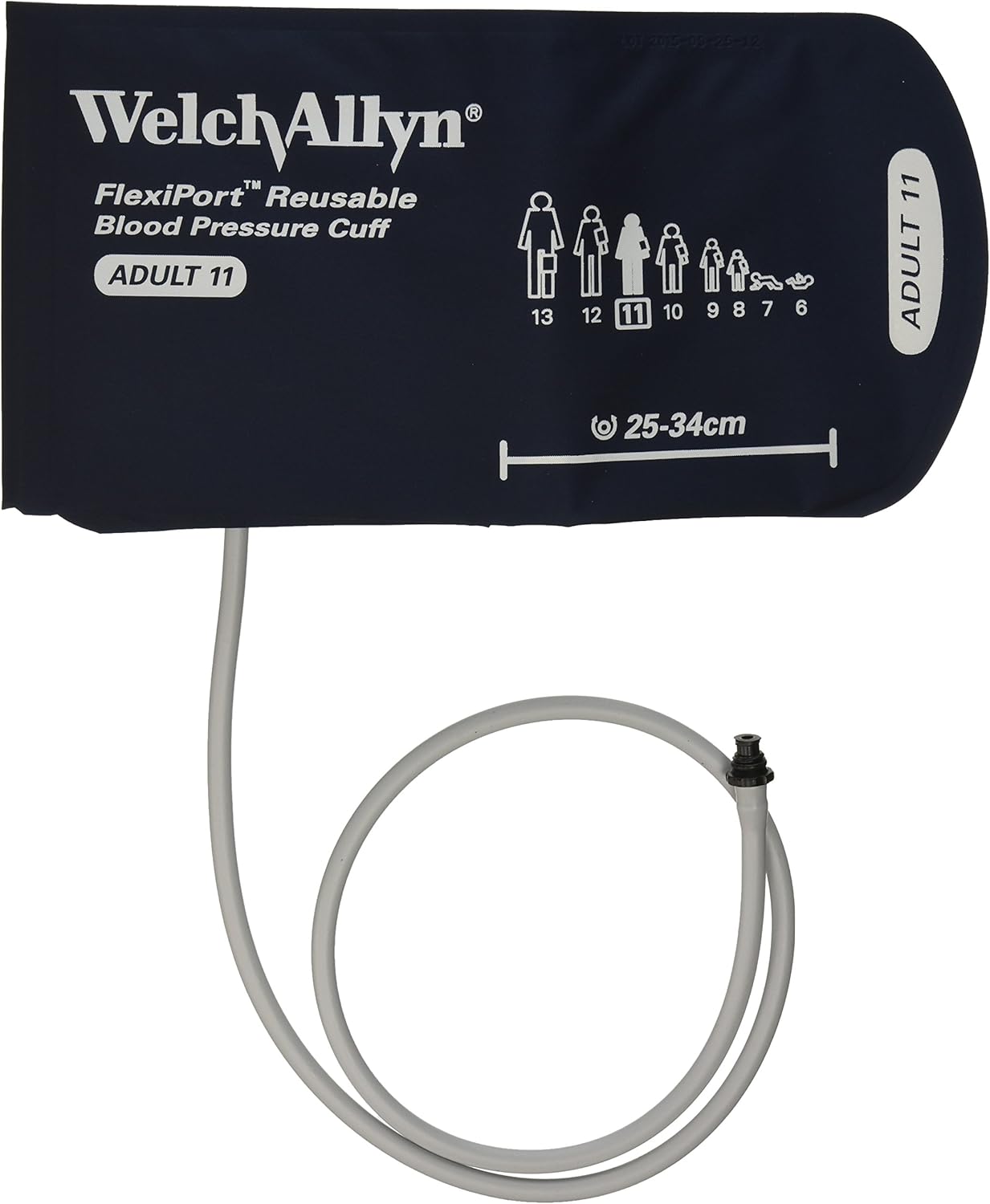 Welch Allyn REUSE-11-1TP FlexiPort Reusable Blood Pressure Cuffs with One-Tube Tri-Purpose Connectors, Adult, Size 11