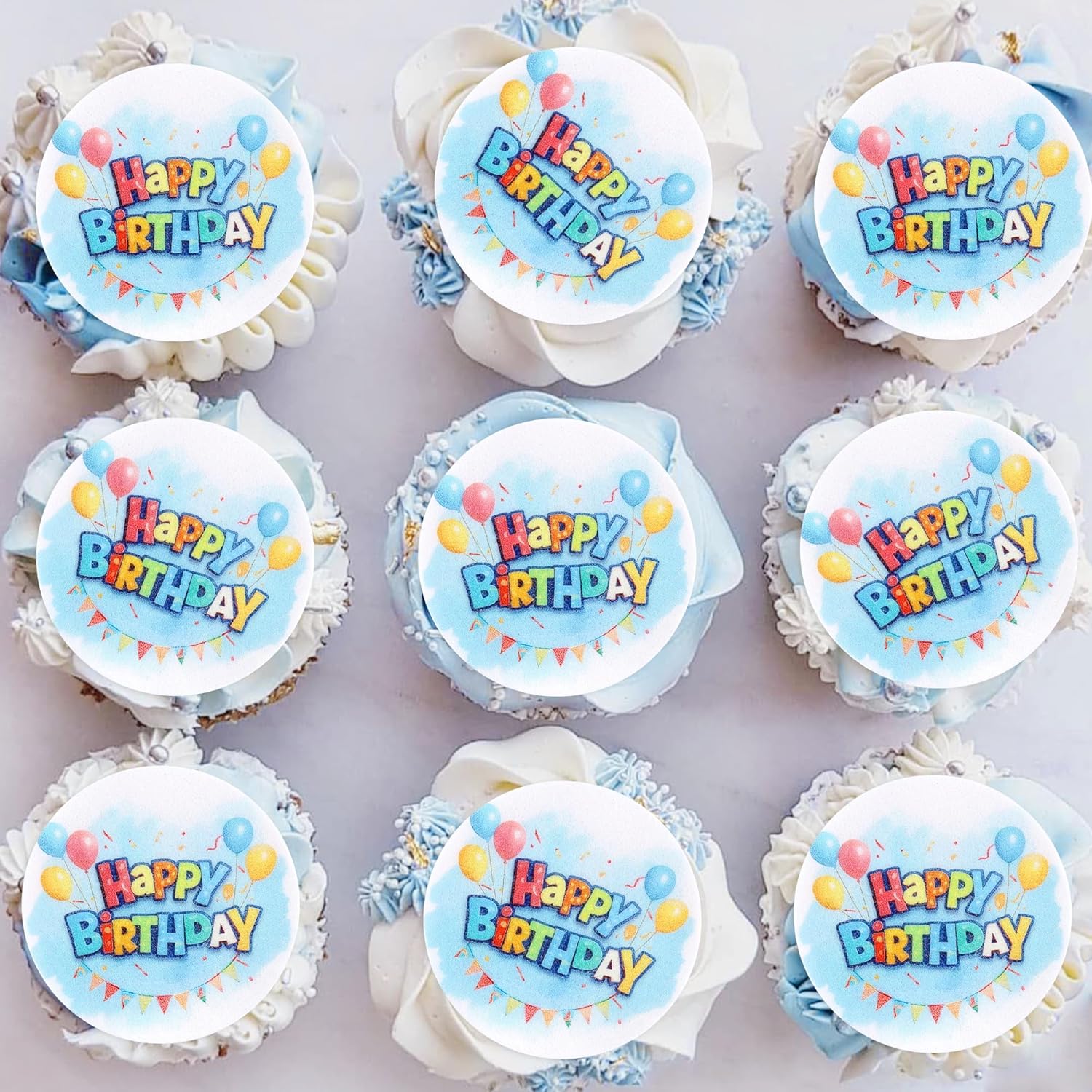 40 Pcs Edible Happy Birthday Cupcake Toppers Colorful Baby Cake Topper Picks Baby Showe Kids' Birthday Party Decorations