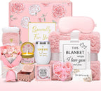 Mothers Day Gifts for Mom Wife Grandma Friends Sister, Birthday Gifts for Women, Self Care Get Well Soon Gifts, Spa Gift Baskets Set Thinking of You Care Package with Flannel Blanket Gift Box