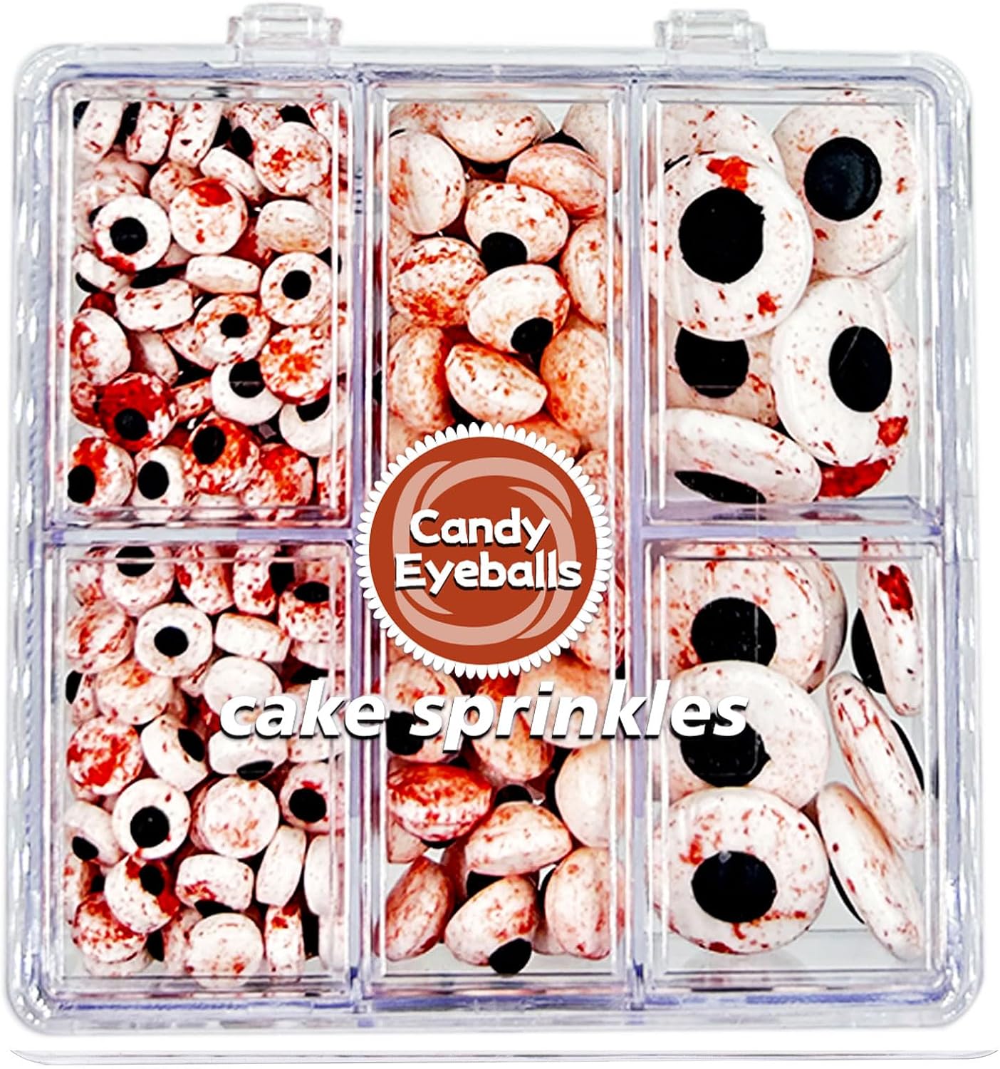 Halloween Sprinkles Edible Candy Eyeballs for Cake Decorating, 3 Sizes Bloody Candy Eyes Sprinkles for Cookies, Baking, Cupcake Toppings