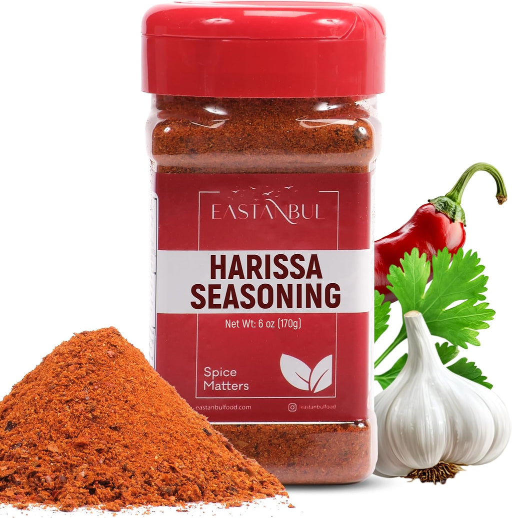 Eastanbul Harissa Seasoning, 6oz, Harissa, Asian Spices and Seasonings, Perfect Spice Blend with Chili Peppers, Paprika, Garlic, Cumin, Coriander, and Cayenne, Very Low Sodium, No MSG, No Filler