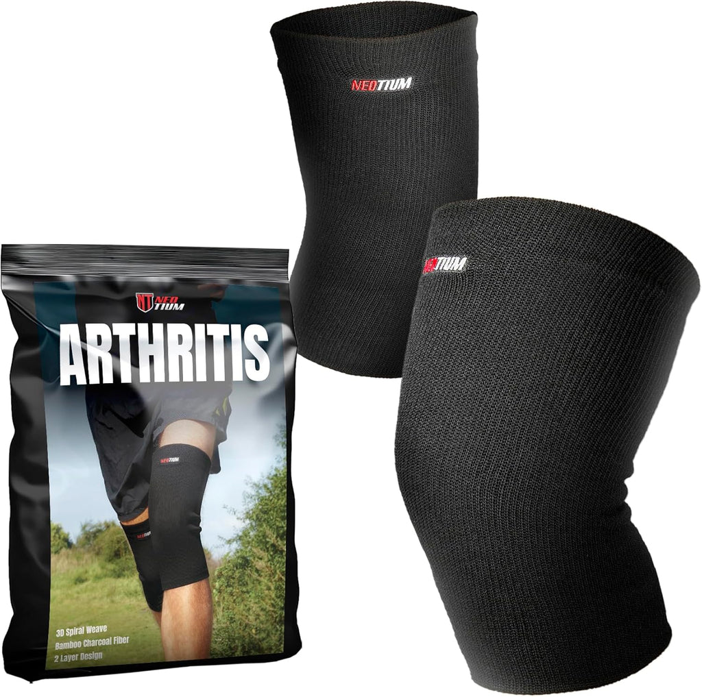 NeoTium Knee Warmers for Knee Pain Relief, Support, Circulation Improvement, Arthritis & Joint Pain - High Elastic Thermal Knee Sleeves for Men and Women (Pack of 2, L)