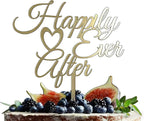 Happily Ever After Cake Topper-Acrylic Gold Wedding Cake Decorations for Wedding,Engagement,Bridal Shower,Vow Renewal,Anniversary Party Decoration Supplies