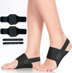 Foot Arch Support Braces for Women Men–Adjustable Compression Arch Support Bands with Gel Pad for Flat Feet, Heel Pain, High & Fallen Arches–Anti-Slip Strips–(Pair-Black)