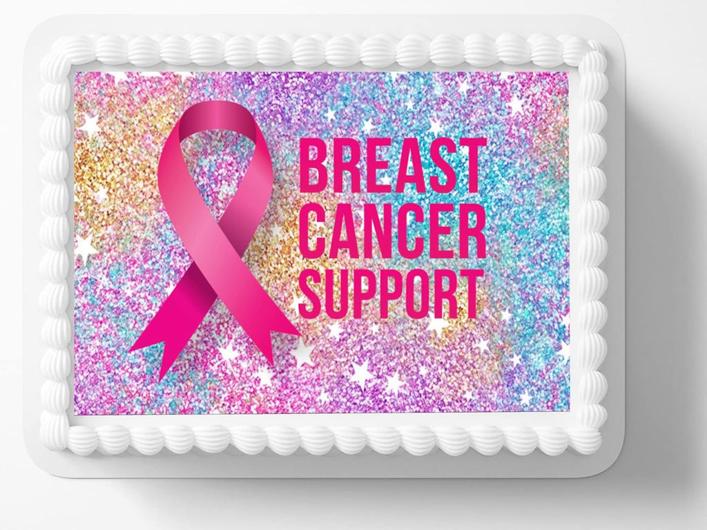 Edible Image Breast Cancer Support Survivor Edible Cake Topper Frosting Sheet Icing Paper Cake Decoration…