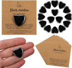 32 Pack Black Obsidian Heart Stone Gift Sets Bulk 0.8 Inch 16 Pcs Crystal Gemstone Crystals Rock with 16 Pcs Cards for Men Women
