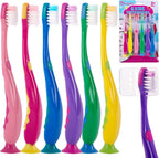 Kids Toothbrush Suction Cup with Covers, Toddler Toothbrush Soft Bristles, Child Toothbrush Suction Cups For Easy Access, Toddler Toothbrushes Handles Perfect For Tiny Hands of Boys and Girls (6 Pack)