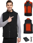 Loowoko Men's Fleece Heated Vest with Battery Pack Included, Rechargeable Electric Heating Jacket Lightweight Warming Vests