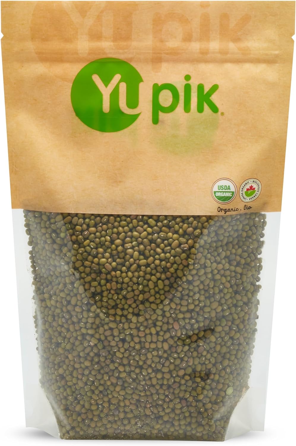 Yupik Organic Mung Beans, 2.2 lb (35.3 oz), USDA Certified, Kosher, Gluten-Free, Dried Legumes, Excellent Source of Protein & Fiber, Perfect for Sprouting, Soups & Salads