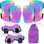 Knee Pads for Kids Adjustable Protective Gear Set with Mesh Bag Knee Pads and Elbow Pads Wrist Guard for Girls Kids Roller Skates Cycling Skateboard Scooter, 3-8 Years