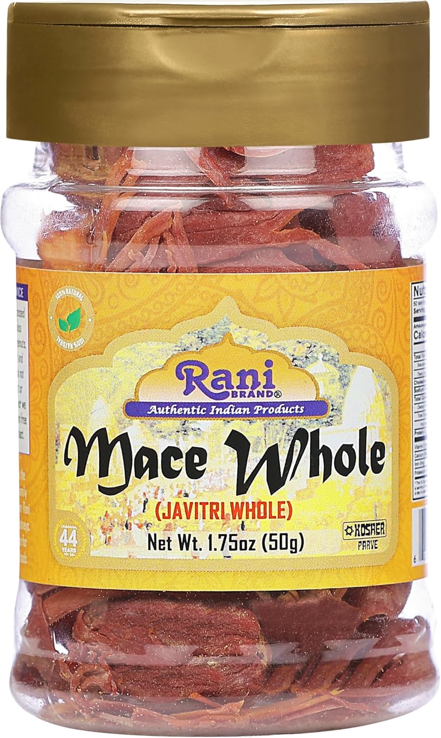 Rani Mace Whole (Javathri), Spice 1.75oz (50g) PET Jar ~ All Natural | Vegan | Gluten Friendly | NON-GMO | Kosher | Indian Origin