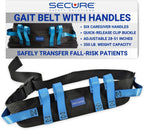 Secure Gait Belt for Seniors (350 lbs) - Transfer Belt with 6 Handles, Quick-Release Clip Buckle, Walking Strap for Lifting Elderly, Patient Lift Aid, Physical Therapy, Medical Nursing Safety Assist