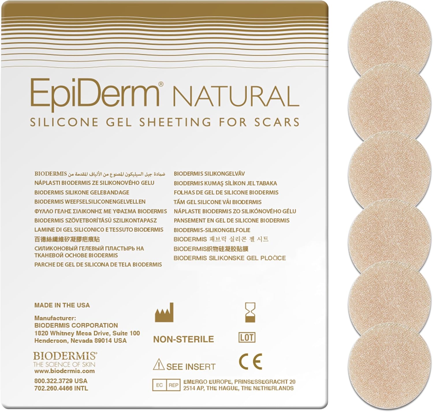 Epiderm Silicone Scar Circles – Silicone Scar Patches for Face & Body – Reusable Adhesive Scar Dots for Small, Targeted Areas – Keloid & Surgical Scars (6-Pack)