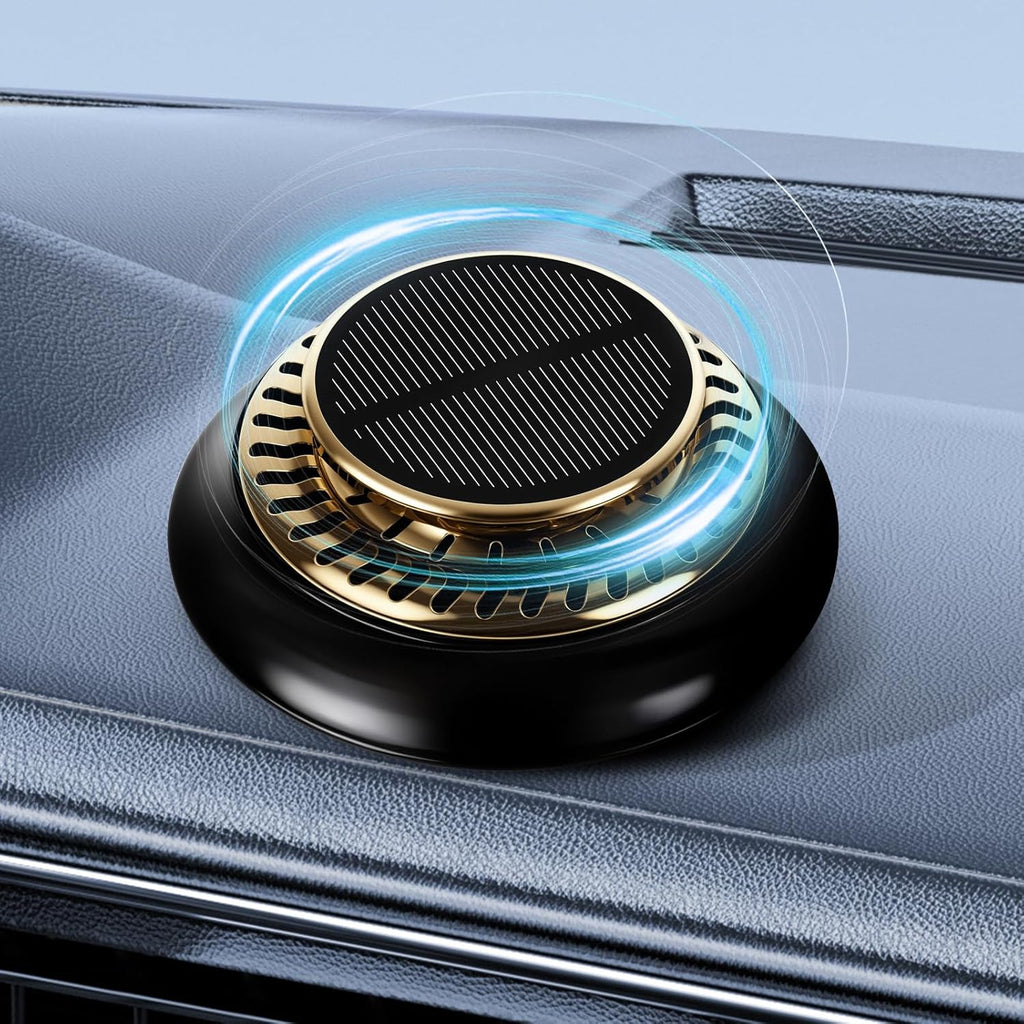 Wuyaoyao Car Air Freshener, Rotating Solar Energy Car Fragrance Diffuser, Long Lasting Automotive Scents Air Freshener Diffuser, Mini Aromatherapy Air Purifier for Most Vehicles(Black, Ocean)