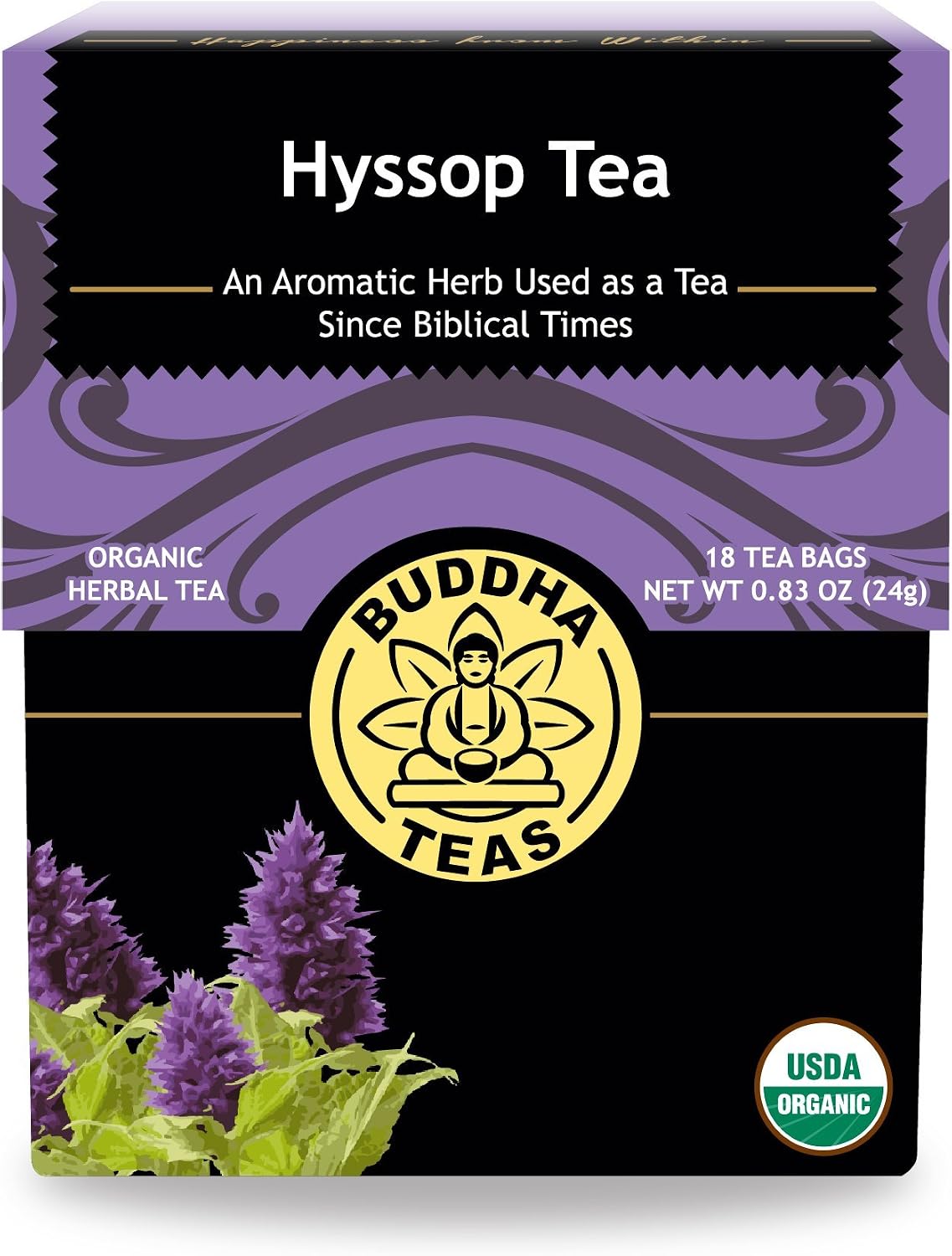 Buddha Teas Organic Hyssop Tea - OU Kosher, USDA Organic, CCOF, 18 Bleach-Free Tea Bags
