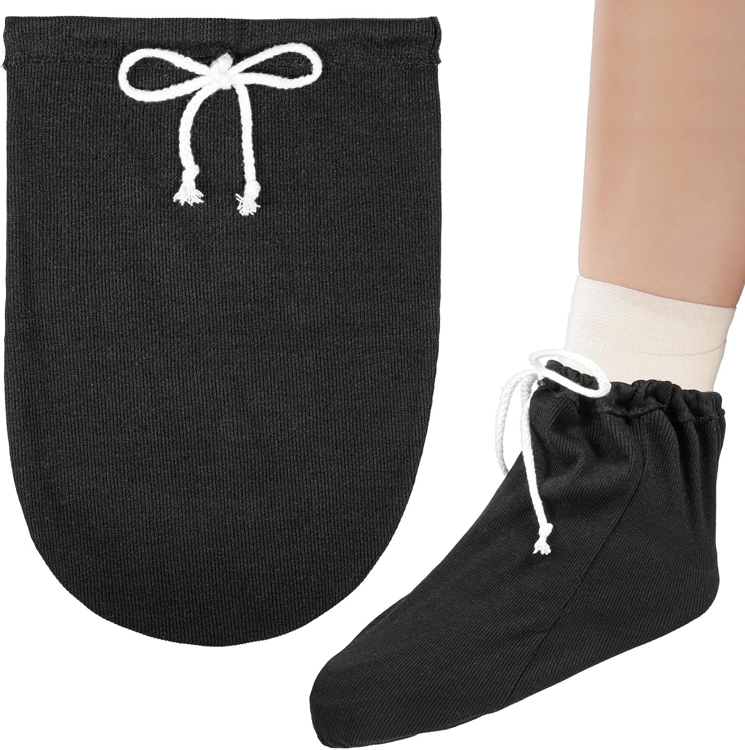 Leg Cast Cover for Foot, Adjustable Drawstring Leg Cast Sock Covers Washable Foot Casts Sleeve Socks for Men and Women Plaster Stocking Protective(Black)