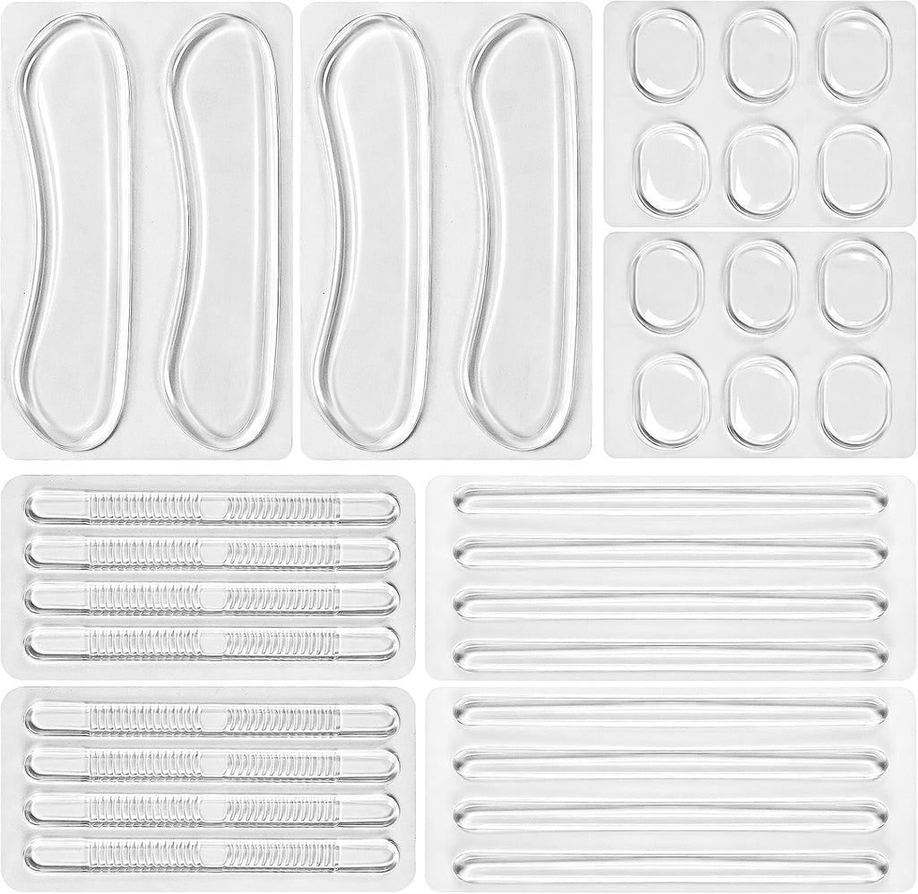 32Pcs Non-Slip High Heel Grips, Silicone Shoes Cushion Inserts Pads, Clear Slingback Foot Protectors Sticker, Self-Adhesive Gel Heel Strips for High Heels, Sandals, Sports Shoes, Women, Men