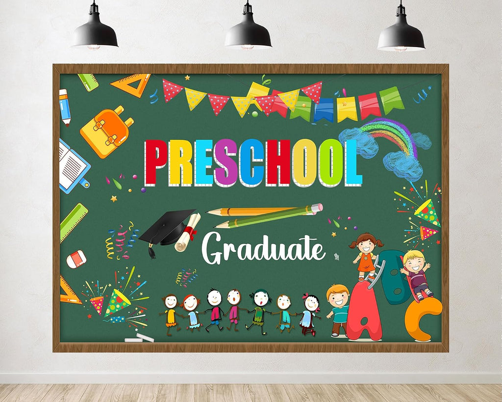 Trykid 6x4ft Congrats Grad Photography Backdrop Preschool Graduate Colorful Chalkboard School Supplies Rainbow Graduation Party Decoration Class of 2026 Banner Photoshoot Studio Props Fabric