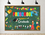 Trykid 6x4ft Congrats Grad Photography Backdrop Preschool Graduate Colorful Chalkboard School Supplies Rainbow Graduation Party Decoration Class of 2026 Banner Photoshoot Studio Props Fabric